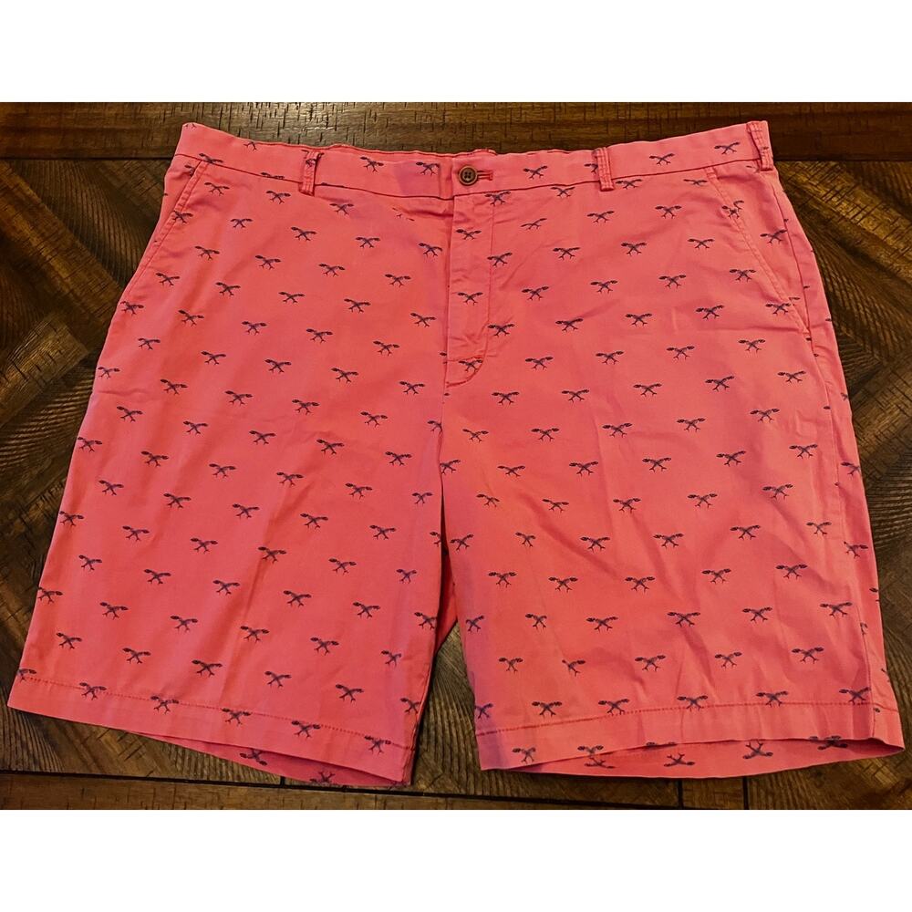 IZOD Saltwater Stretch Shorts Men’s 42‎ Pink Fish Bones Print 9.5” Inseam